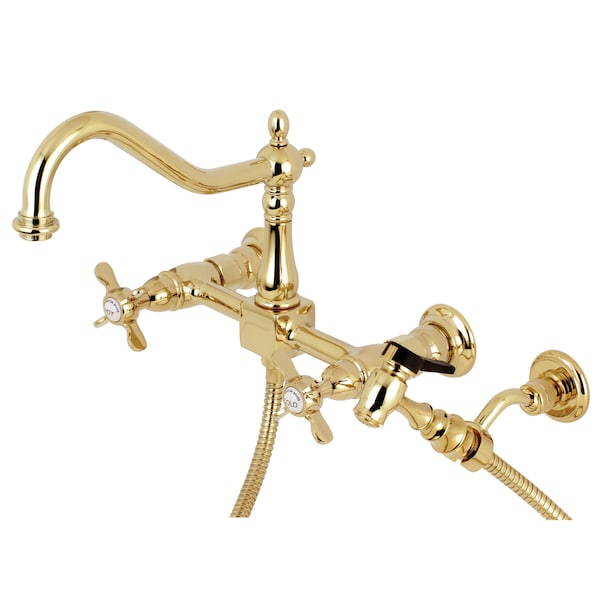 KS1242BEXBS 8" Centerset Wall Mount Kitchen Faucet with Brass Sprayer